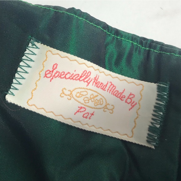 Vintage Hand Made Royal Green Taffeta Beaded Mini Dress with Caplet - Picture 16 of 16